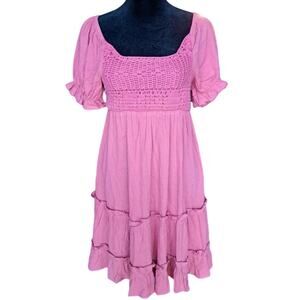 Indulge Pink Mauve Babydoll Boho Dress - Size Small